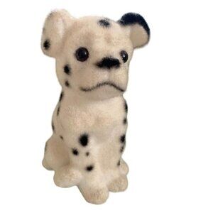 Fuzzy Flocked Dalmatian Puppy Coin Bank Japan 6.5" Tall Vintage Adorable Saving